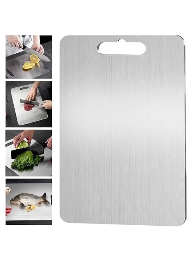 HOOKOR Stainless Steel Cutting Board for Kitchen, SUS 304 Chopping Board for Meat, Fruit, Vegetables, Dishwasher Safe, Kitchen Necessities for Home Outdoor Camping Meal Prep (M - 36 * 25 * 0.2CM) - Image 1