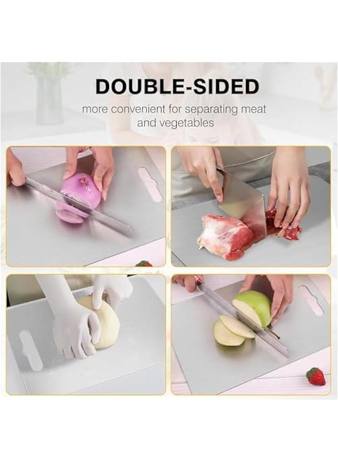 HOOKOR Stainless Steel Cutting Board for Kitchen, SUS 304 Chopping Board for Meat, Fruit, Vegetables, Dishwasher Safe, Kitchen Necessities for Home Outdoor Camping Meal Prep (M - 36 * 25 * 0.2CM) - Image 3
