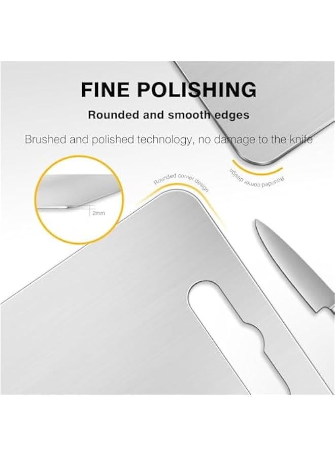 HOOKOR Stainless Steel Cutting Board for Kitchen, SUS 304 Chopping Board for Meat, Fruit, Vegetables, Dishwasher Safe, Kitchen Necessities for Home Outdoor Camping Meal Prep (M - 36 * 25 * 0.2CM) - Image 5