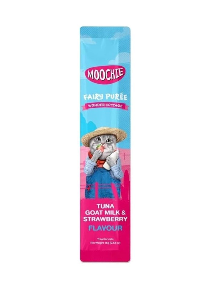 MOOCHIE Cat Wet Treat With Tuna, Goat Milk And Strawberry Flavor For Kitten And Adult Cats,5x15g , With Omega 3.  - Image 2