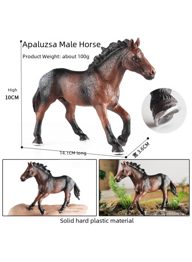 Children's Simulation Wild Animal Horse Model Eight Juntu Qianli Horse Black And White Male Horse Racing Ornaments Set Toy-Color:Ox-555 Clydesdale Stallion [0.175kg]]  - Image 3