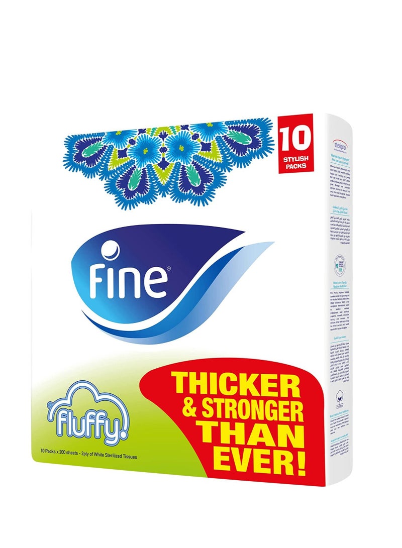 فاين مناديل فاين فلافي للوجه ، عبوة من النايلون 2 × 200 عبوة من 10 - Image 1
