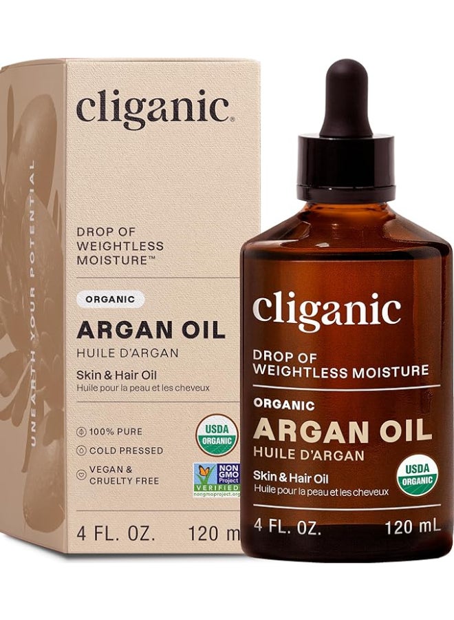 Cliganic Organic Argan Oil (4 oz), 100% Pure & Cold-Pressed, Moisturizing Face, Skin, Hair & Nails Oil - Image 1