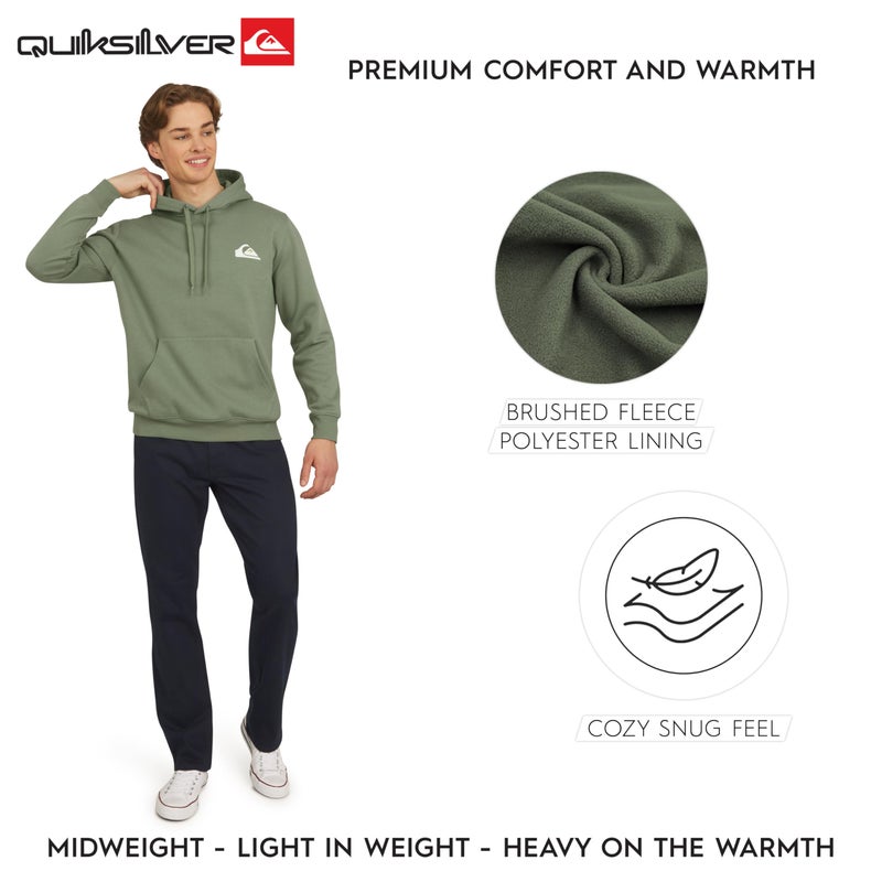 Quiksilver Men's Regular Fit Super Soft Fleece Midweight Pullover Hooded Sweatshirt, Sea Spray, Small - Image 3