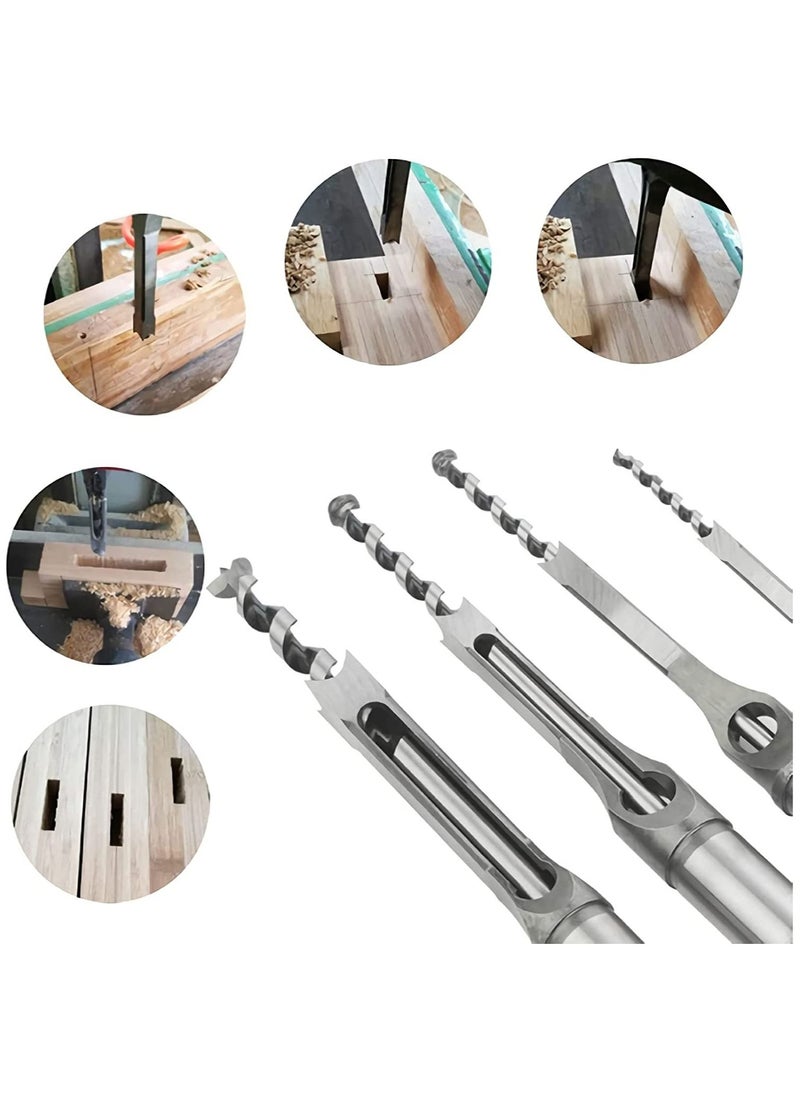 KASTWAVE - Square Hole Drill Bits for Wood, 4 PCS Woodworking Hole Saw Mortising Chisel Drill Bits,(Size: 6.4mm/8mm/9.5mm/12.7mm) - Image 1