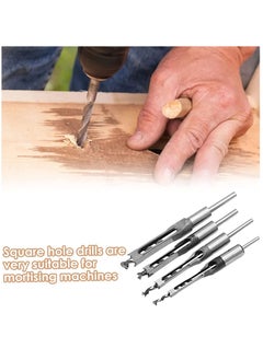 KASTWAVE Square Hole Drill Bits for Wood, 4 PCS Woodworking Hole Saw Mortising Chisel Drill Bits,(Size: 6.4mm/8mm/9.5mm/12.7mm)  - Image 2