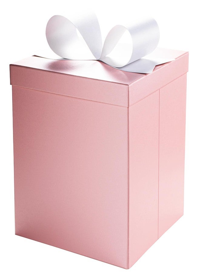 LaRibbons Large Gift Boxes with Lids, 10x10x10 Inches Pink Square Foldable Gift Boxes for Valentine's Day, Birthday, Wedding, Baby Shower, Party, All Occasion - Image 1