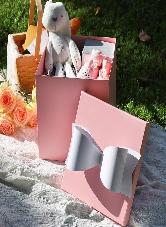 LaRibbons Large Gift Boxes with Lids, 10x10x10 Inches Pink Square Foldable Gift Boxes for Valentine's Day, Birthday, Wedding, Baby Shower, Party, All Occasion - Image 3