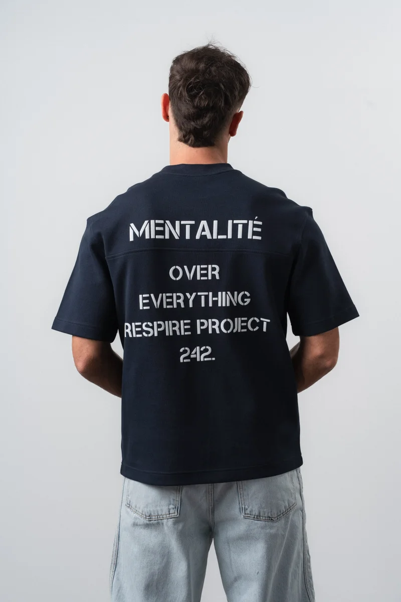 RESPIRE Men's Mentality Print Regular Fit T-Shirt Navy Blue