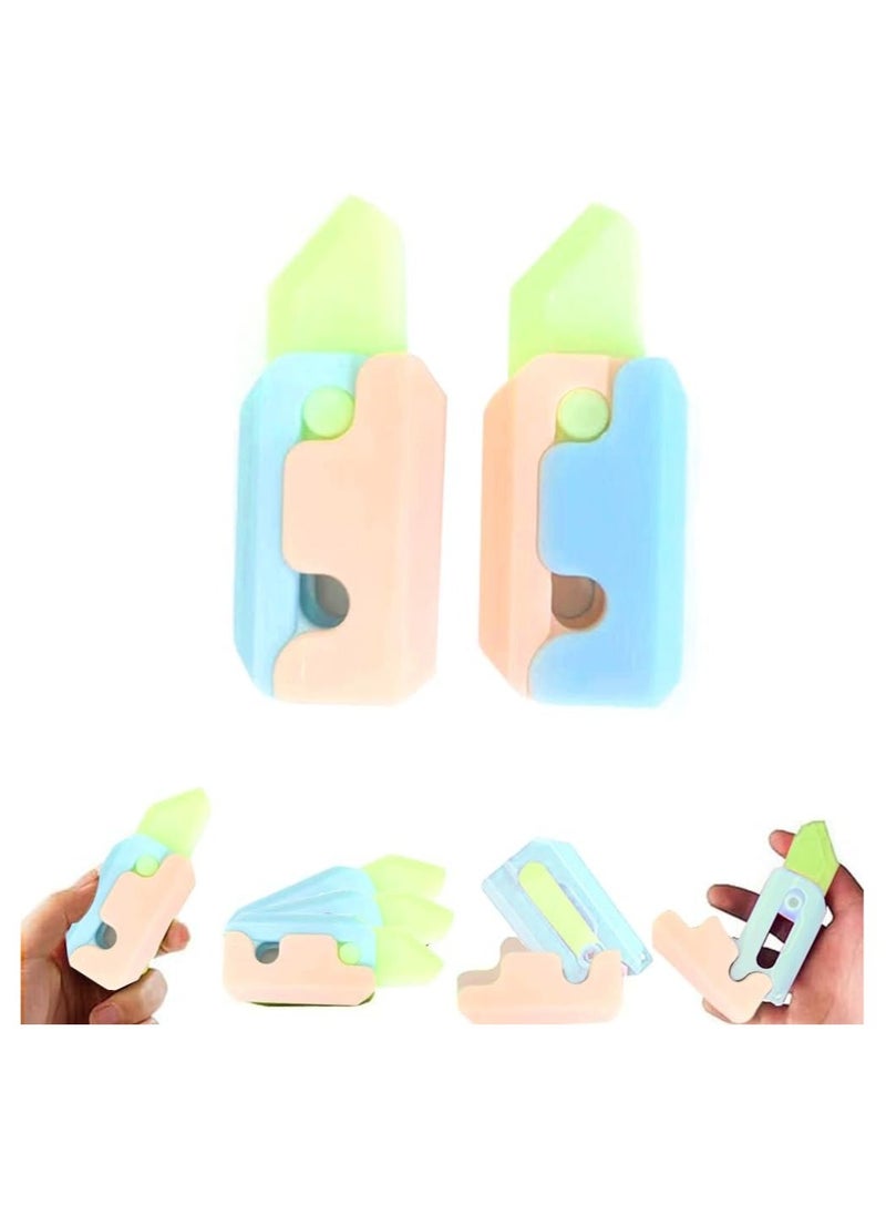 DMG TECH - Toy Knife Gun, 3D Printing Fidget Toys Knife Gravity 1911 Gun, Funny Plastic Radish Knife Gun Toy, Sensory Toys Anxiety Stress Relief Toy, For Adhd, Add And Autism（2*Noctilucent Knife,1*Gun） - Image 1