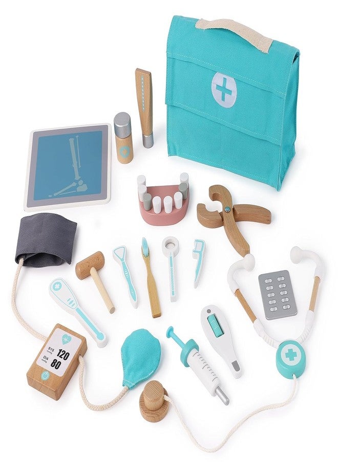 Wudly Wooden Doctor Play Set for Kids | Pretend Play Medical Kit with Carry Bag | Montessori Role Play Toy for Imaginative Learning | Educational Wooden Toy for Toddlers & Kids 3–7 Years - Image 1