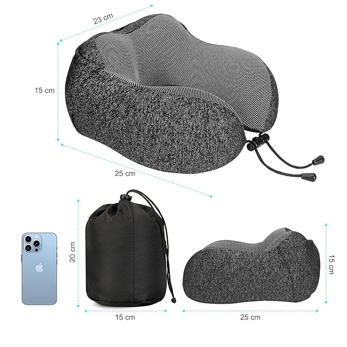 Seafront Seafront Hooded Travel Pillow Comfortable Airplane Pillow Noon Break Car Office with Hoodie Neck Sleeping Cushion Scientifically Proven U Shaped Neck Pillow  - Image 5
