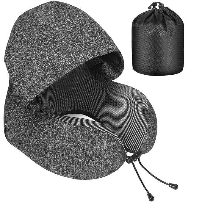 Seafront Seafront Hooded Travel Pillow Comfortable Airplane Pillow Noon Break Car Office with Hoodie Neck Sleeping Cushion Scientifically Proven U Shaped Neck Pillow  - Image 1