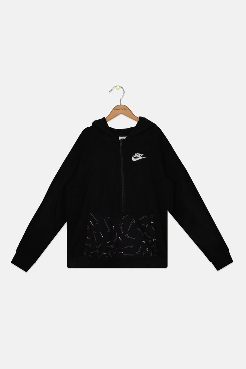 Nike Kids Girl Sportswear Fit Long Sleeves Outdoor Sweatshirt, Black  - Image 1
