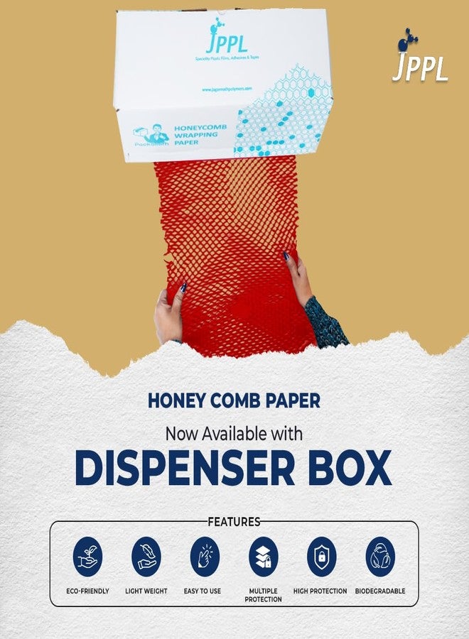 JPPL paper honeycomb roll with dispenser box | Expands hex to 160 meter | Plastic alternative | Packaging & shipping supplies bubble wrap roll| (390mm / 16 inch x100 meter) (red) - Image 5