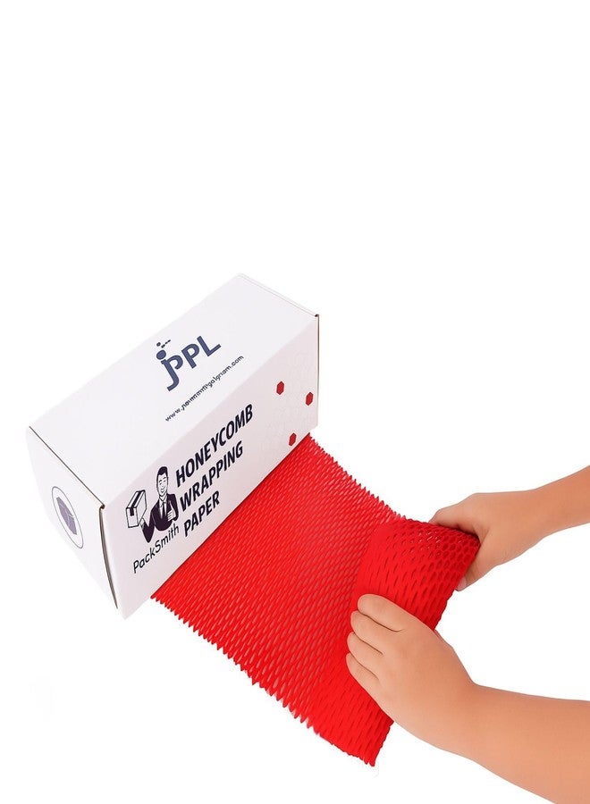 JPPL paper honeycomb roll with dispenser box | Expands hex to 160 meter | Plastic alternative | Packaging & shipping supplies bubble wrap roll| (390mm / 16 inch x100 meter) (red) - Image 1