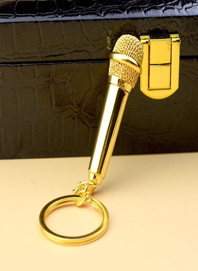 زيتوب قلادة على شكل ميكروفون موسيقي مصنوع من سبيكة معدنية من زيتوب، تُستخدم كحلقة مفاتيح أو قلادة لحقيبة اليد أو سلسلة مفاتيح. - Image 4