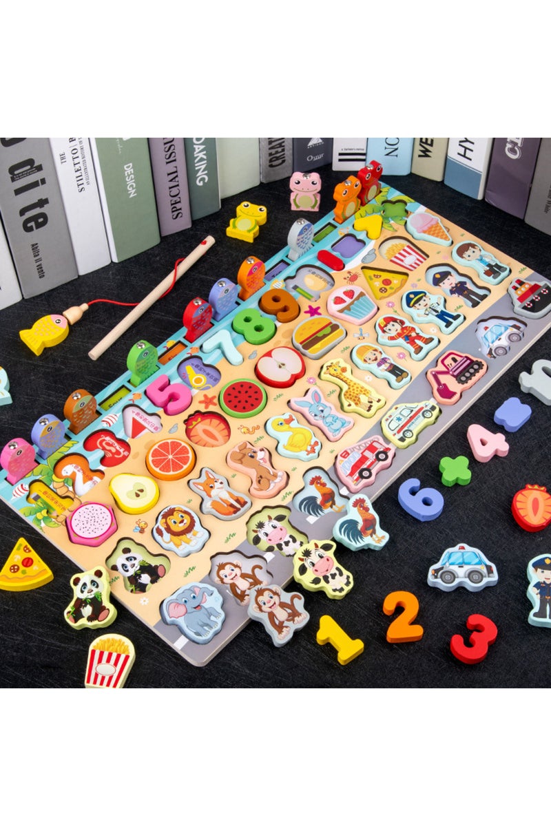 466 QWZ Kids Montessori Educational Wooden Math Toys Children Busy Board Count Shape Colors Match Fi