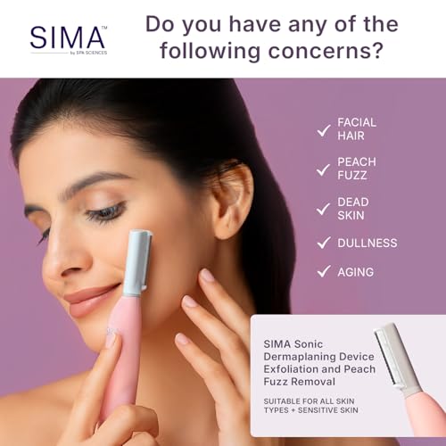 SPA SCIENCES - SIMA Patented Dermaplane Razor for Women Face – Painless 2-in-1 Facial Exfoliation & Peach Fuzz Hair Removal – Anti-Aging – 3 Speeds – Rechargeable – 7 Weeks Treatment - Image 3