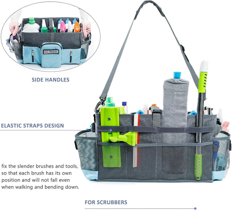 FRECOLSH Large Cleaning Supplies Organizer-Cleaning Caddy Organizer With Handles & Shoulder Strap-Cleaning Bags for Cleaning Suppliers-Housekeepers Wearable Cleaning Tote Upgraded - Image 4