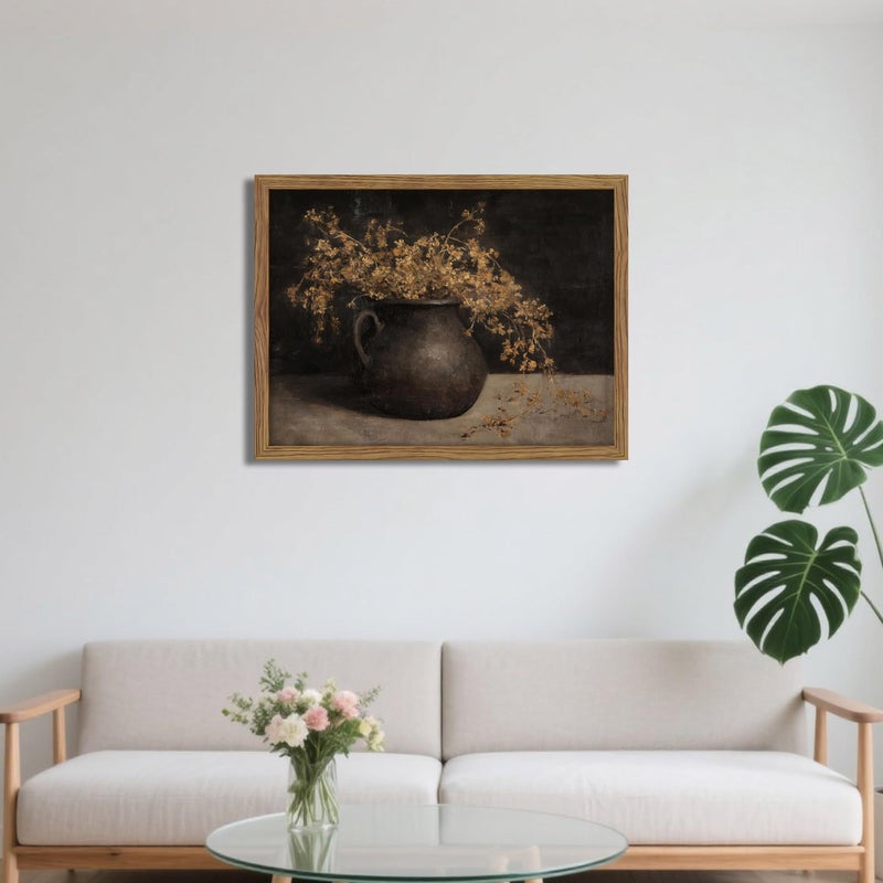 AKWISH Vintage Dark Framed Wall Art, Farmhouse Floral Autumn Painting, Cottagecore Botanical Vase Wall Decor, Country Cottage Pictures Aesthetics Canvas Print for Living Room Bedroom â€“ 8x10 inch - Image 2