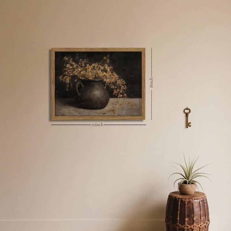 AKWISH Vintage Dark Framed Wall Art, Farmhouse Floral Autumn Painting, Cottagecore Botanical Vase Wall Decor, Country Cottage Pictures Aesthetics Canvas Print for Living Room Bedroom â€“ 8x10 inch - Image 3