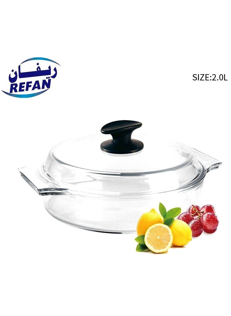 Refan 2.0 L Heat Resistant Pyrex Glass Oven Dish with Lid