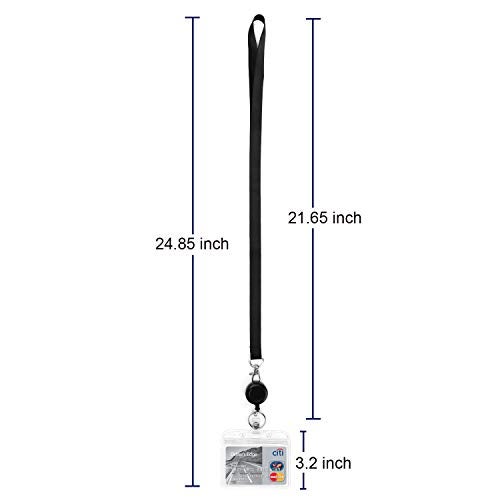 YOUOWO 2 Pack Lanyard with id Badge Holder Retractable Lanyard Black with Card Holders Horizontal Retractable Badges Reel Clip for Card Holders Waterproof with Lanyards - Image 4