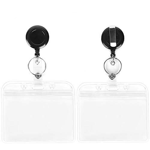 YOUOWO 2 Pack Lanyard with id Badge Holder Retractable Lanyard Black with Card Holders Horizontal Retractable Badges Reel Clip for Card Holders Waterproof with Lanyards - Image 5