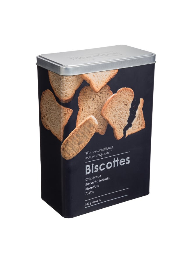 Five Simply Smart Metal Crispbread Box Black and Silver 300 g 136317 - Image 1