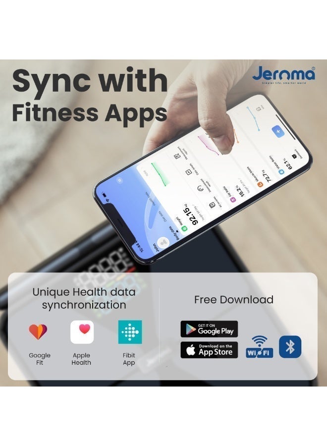 Jeroma FitPro+ Smart Weighing Scale with Retractable Handle 8-Electrode Smart Scale For Body Fat and Weight Digital Bathroom Scales for Body, BMI, Fat & Muscle, Bluetooth App Sync - Image 4