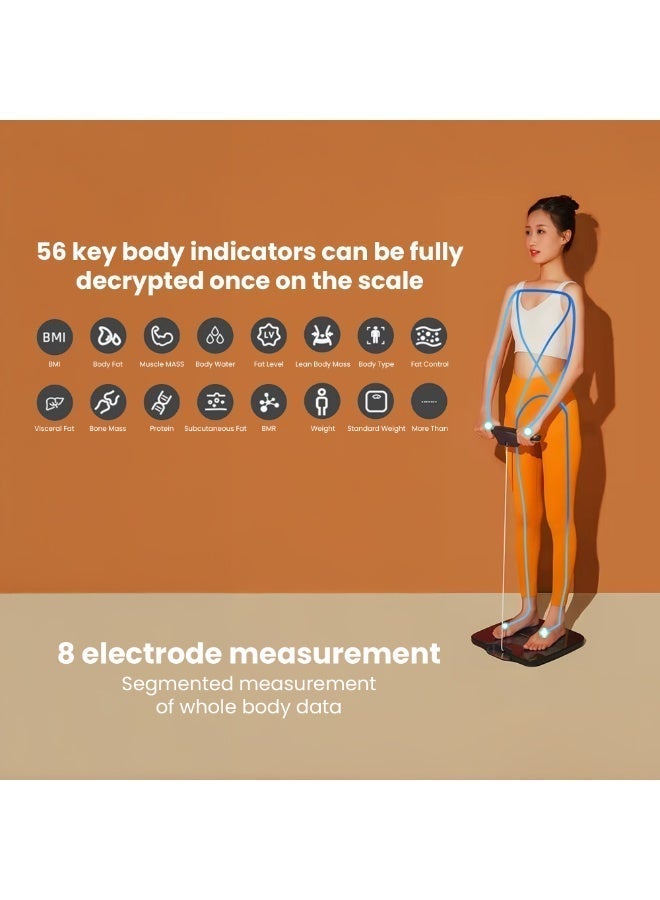 Jeroma FitPro+ Smart Weighing Scale with Retractable Handle 8-Electrode Smart Scale For Body Fat and Weight Digital Bathroom Scales for Body, BMI, Fat & Muscle, Bluetooth App Sync - Image 2