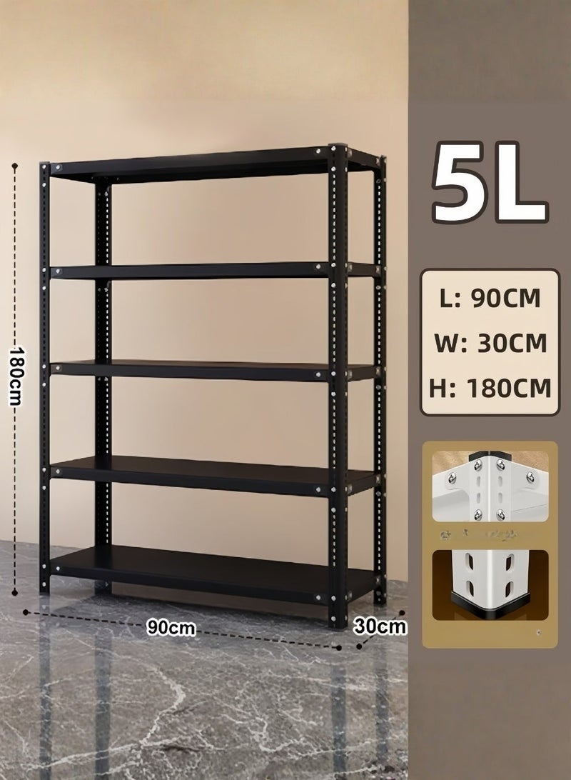 5-Tier Heavy Duty Iron Storage Rack – Metal Shelving Unit for Garage, Kitchen & Office, 90×30×180cm - Image 4