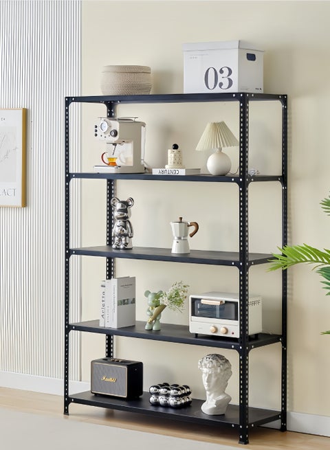 5-Tier Heavy Duty Iron Storage Rack – Metal Shelving Unit for Garage, Kitchen & Office, 90×30×180cm