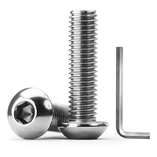 KONGKI 10 PCS 1/4-20 x 1 Button Head Socket Cap Screws, 304 Stainless Steel 18-8, Allen Hex Drive, Full Thread (with Hex Spanner) - Image 1