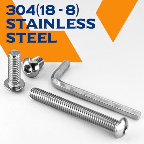 KONGKI 10 PCS 1/4-20 x 1 Button Head Socket Cap Screws, 304 Stainless Steel 18-8, Allen Hex Drive, Full Thread (with Hex Spanner) - Image 5