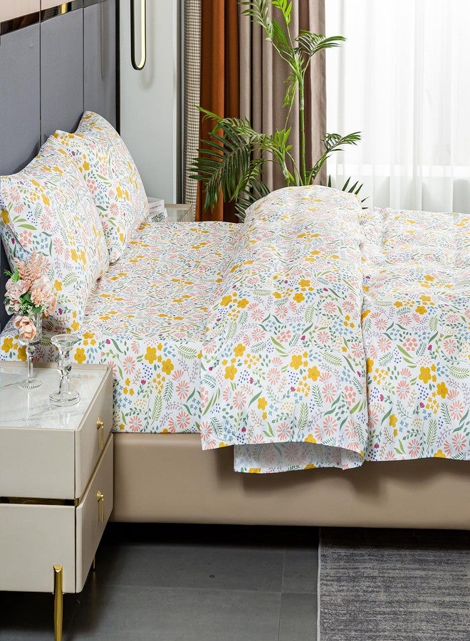 Bedlifes King Sheet Set Ultra Soft, Breathable, Silky Flower Deep Pocket 100% Microfiber Bedding, 4 Piece King Size Floral - Image 4