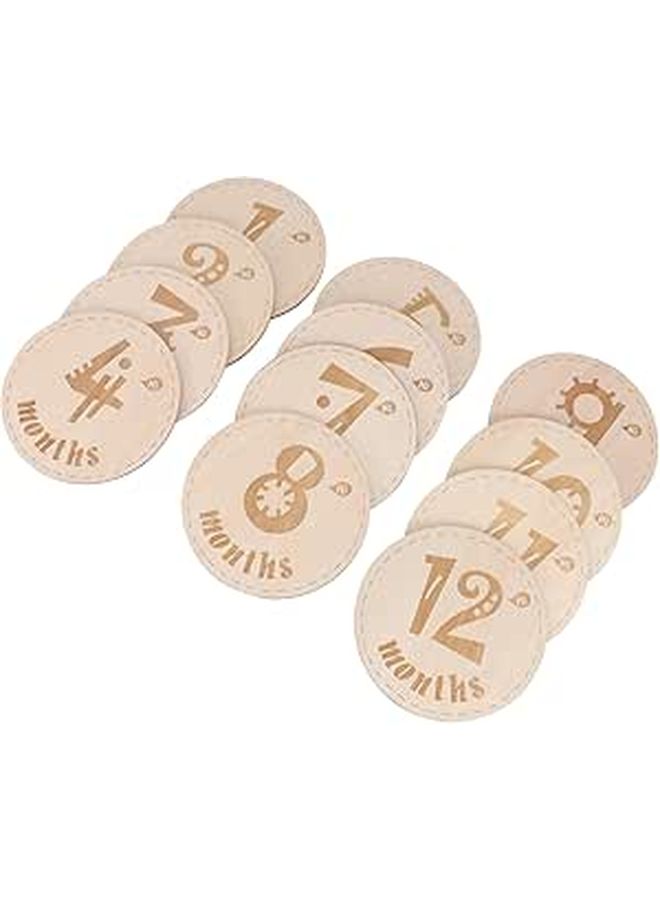 Wooden Milestone Cards Set 12pcs for Newborn Photos Month Memory Keepsake - Image 1