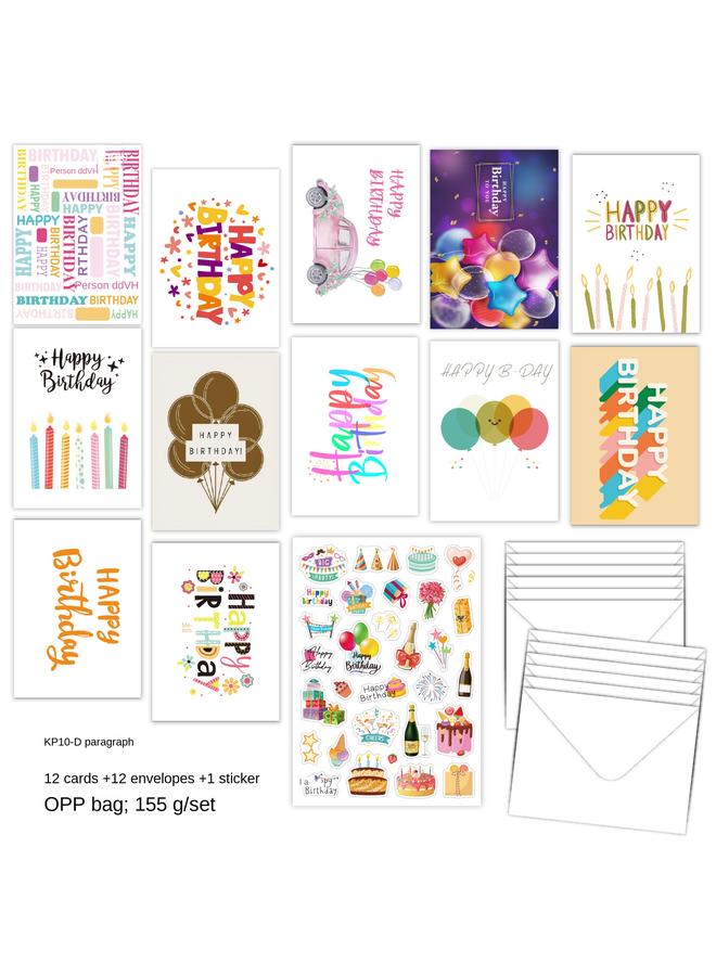 Bluejw Birthday Card Birthday Card Handwritten Ins With Envelope Folded DIY Happy Birthday Greeting Card - Image 1