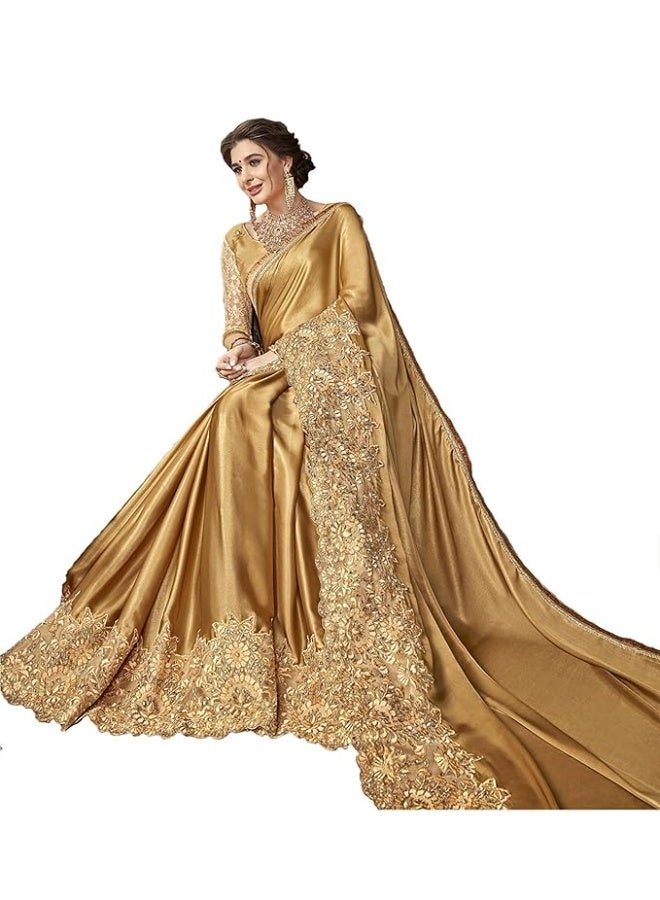 TRENDMALLS تريندمالز - ساري نسائي من الليكرا المطرزة والمزينة بالأحجار مع بلوزة غير مخيطة - Image 2