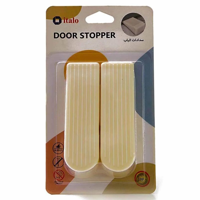 Italo Door Stopper, Non-toxic Doorstops Plastic Door Stopper Line Design, 2Pcs White