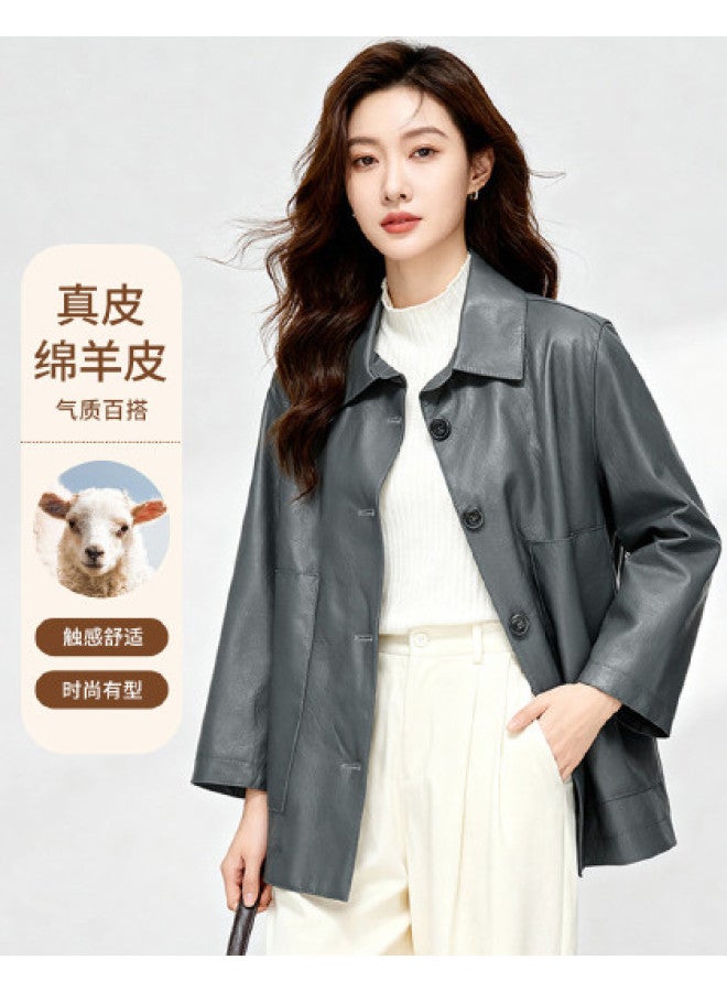 Fapai Autumn Casual Loose Women's Genuine Leather Jacket Women's Sheepskin Jacket - Image 1