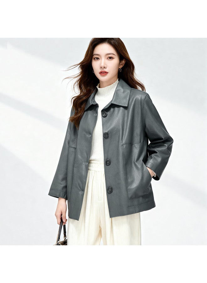 Fapai Autumn Casual Loose Women's Genuine Leather Jacket Women's Sheepskin Jacket - Image 4