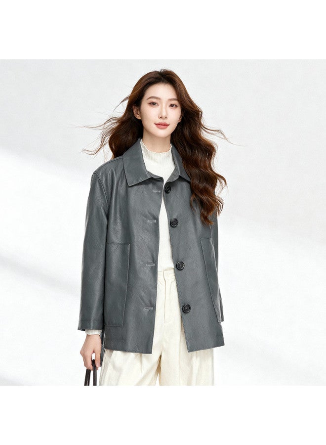 Fapai Autumn Casual Loose Women's Genuine Leather Jacket Women's Sheepskin Jacket - Image 3
