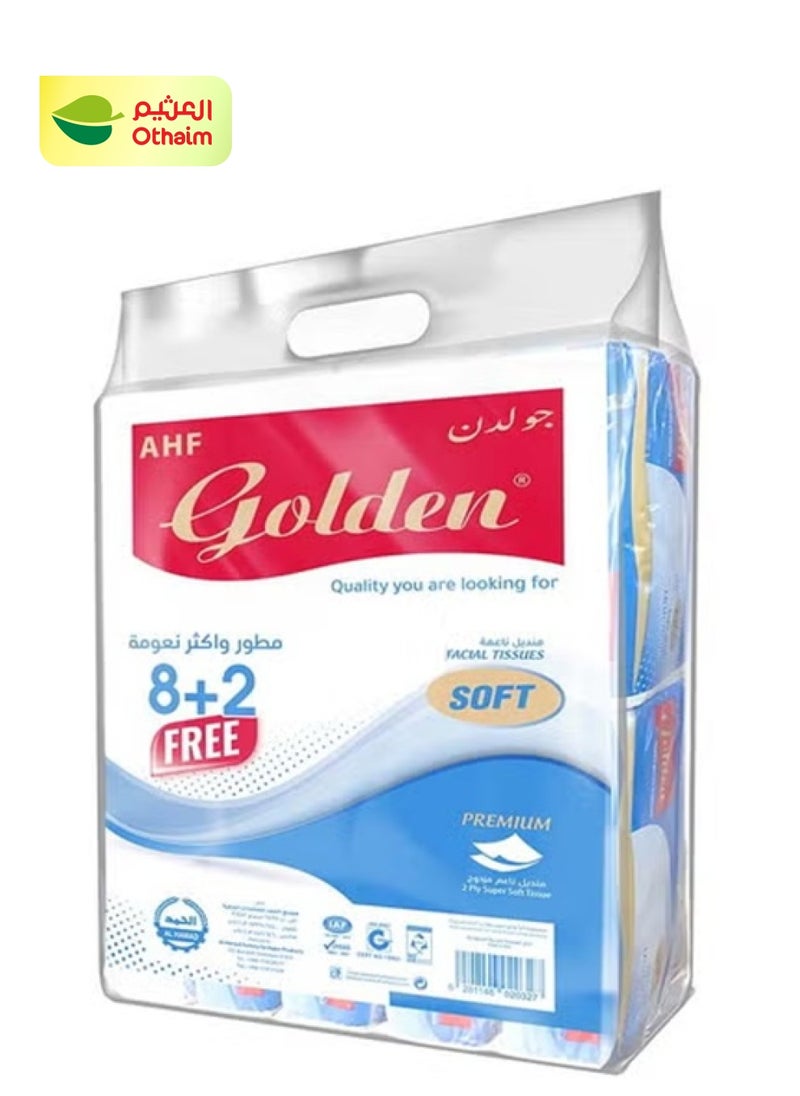 GOLDEN Ring مناديل وجه ذهبية ناعمة ، 160 مناديل × 8+2 قطع 
