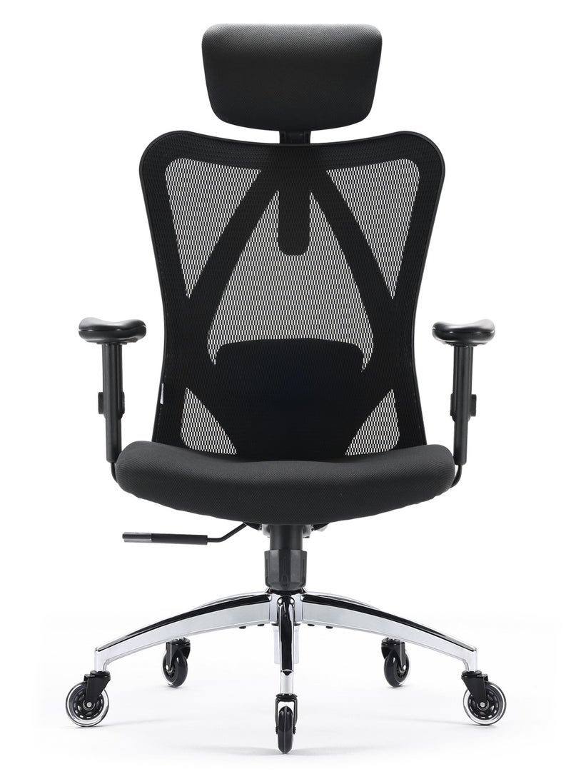 SIHOO Office Chair Ergonomic Desk Chair, Breathable Mesh Design High Back Computer Chair, Adjustable Headrest and Lumbar Support, Upgraded to Rollerblade Wheels (Black) - Image 1