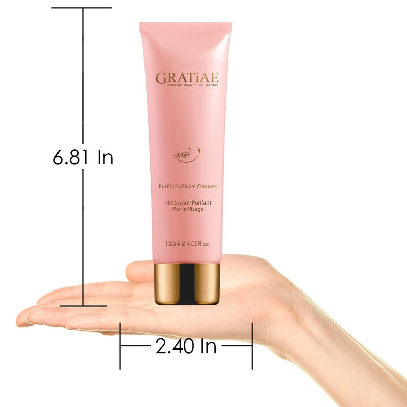 Gratiae Organics Purifying Exfoliating Facial Cleanser, exfoliating face scrub & face wash with witch hazel, jojoba oil, hydrating, non-drying skin care, 4.05Fl - Image 4