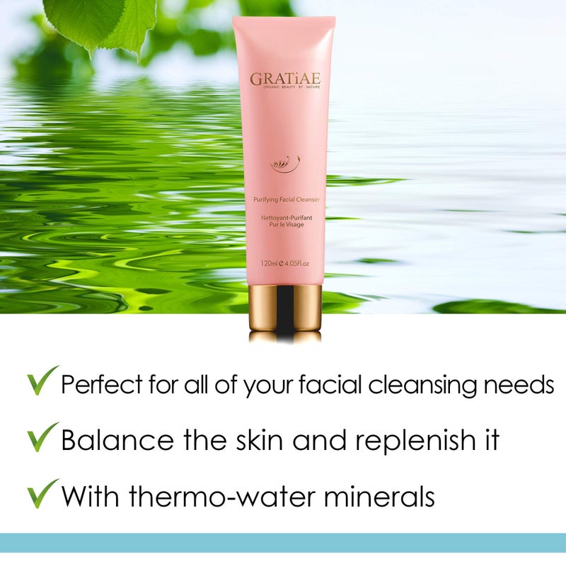 Gratiae Organics Purifying Exfoliating Facial Cleanser, exfoliating face scrub & face wash with witch hazel, jojoba oil, hydrating, non-drying skin care, 4.05Fl - Image 2