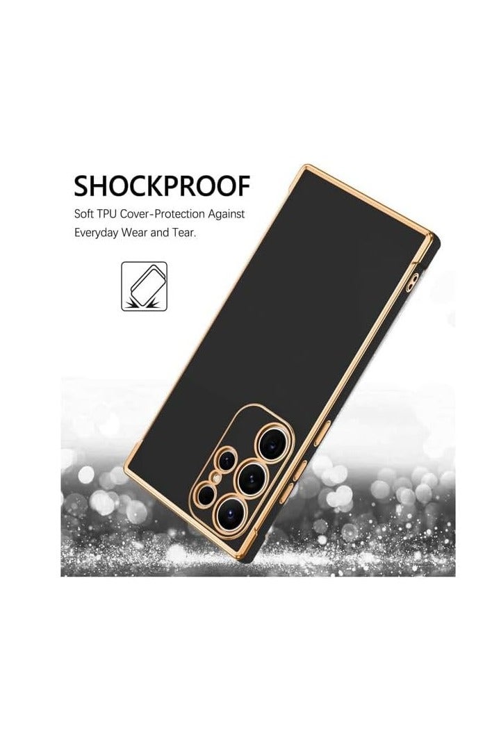 جي-كايس جراب J-Case فخم سيليكون بلاتينيوم بإطار ذهبي لهاتف سامسونج جالاكسي S22 ألترا – أسود - Image 2