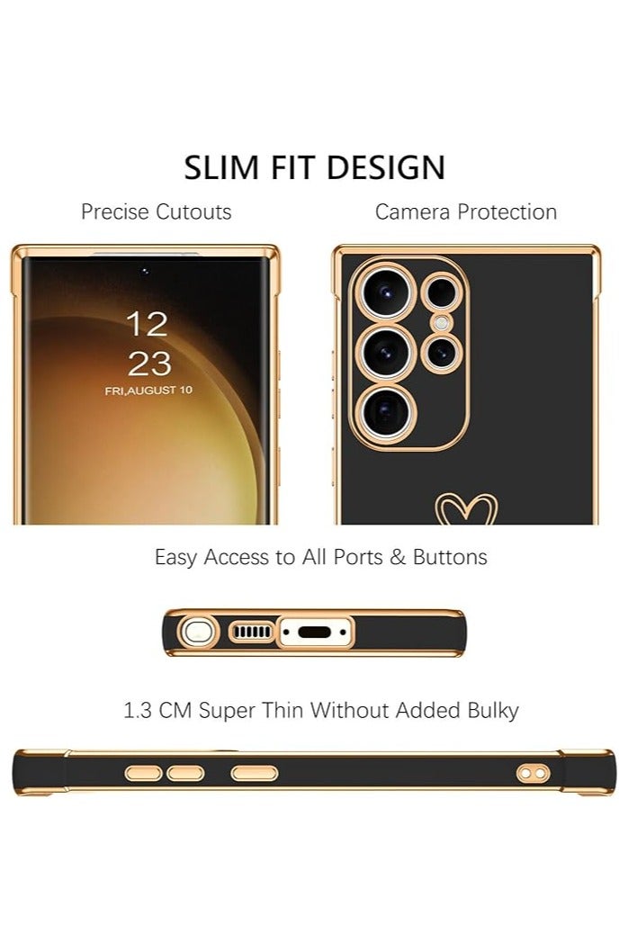 جي-كايس جراب J-Case فخم سيليكون بلاتينيوم بإطار ذهبي لهاتف سامسونج جالاكسي S22 ألترا – أسود - Image 3